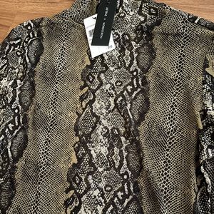 Large sheer long sleeve snake skin womens top